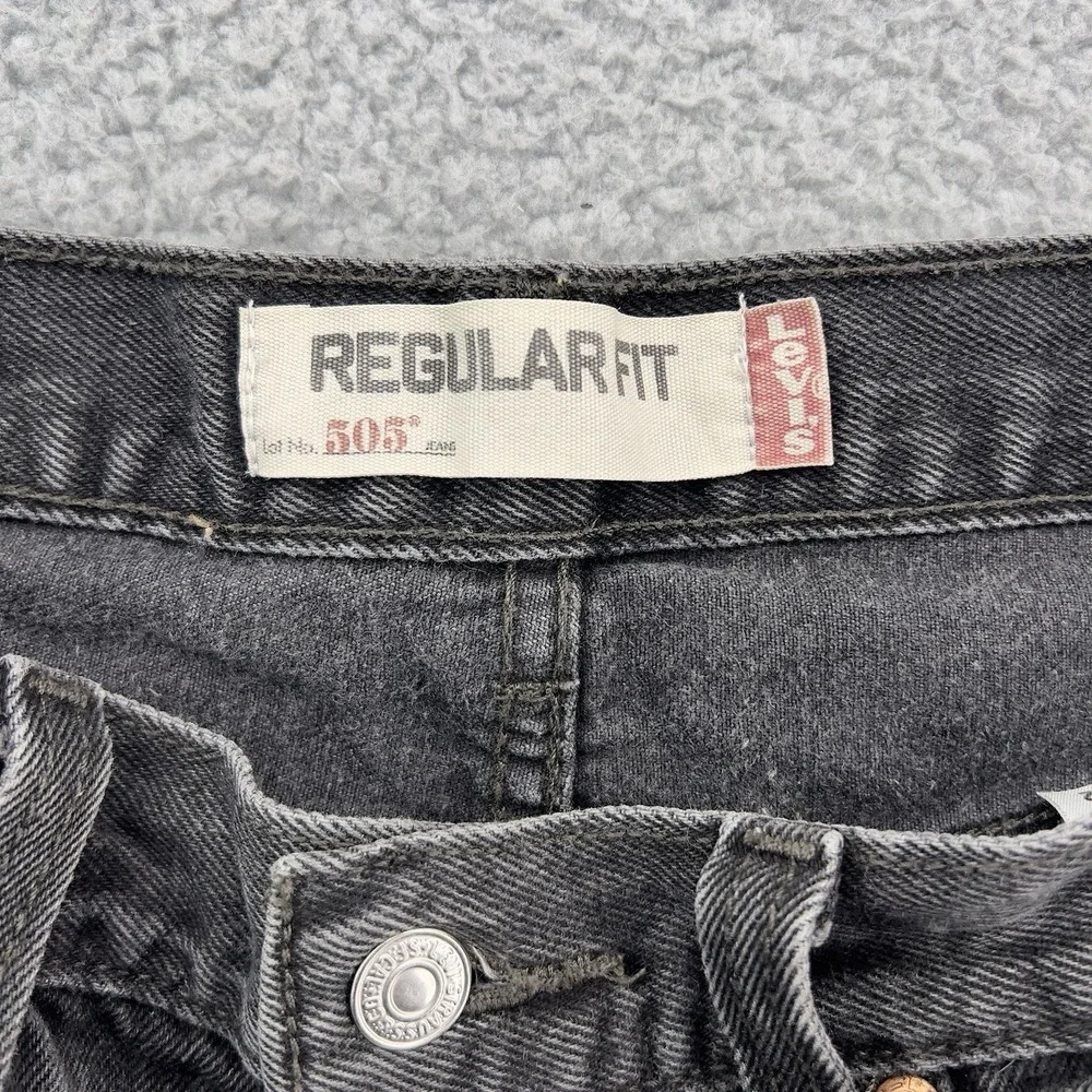 Levi's 505 Regular Fit Jeans Mens 33x32 Black Gray Denim Straight Leg Button Fly